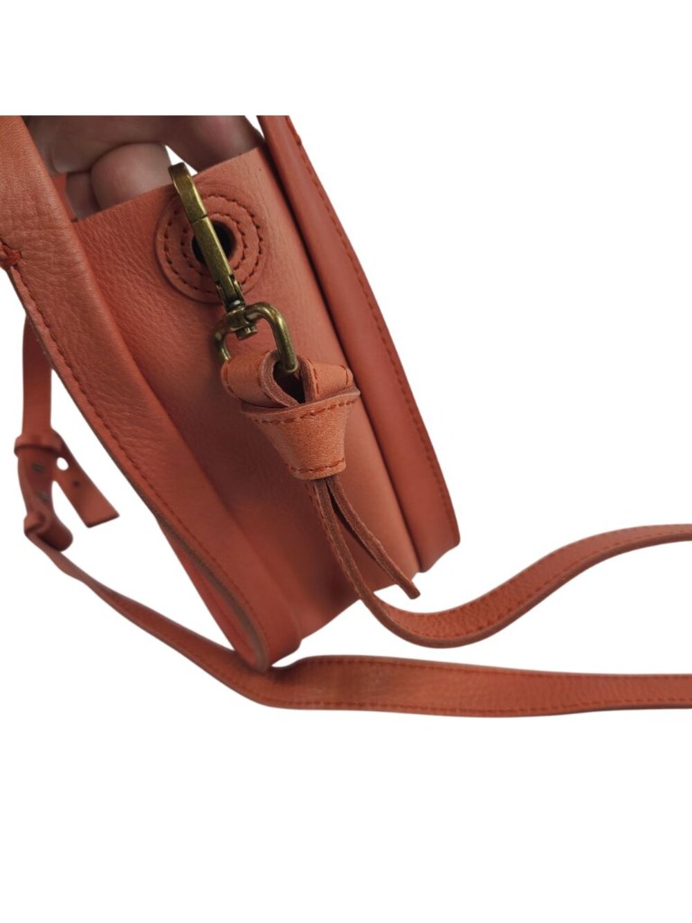 NEW Madewell Small Leather Crossbody Bag In Burnt Orange Brass Hardware - Picture 3 of 9